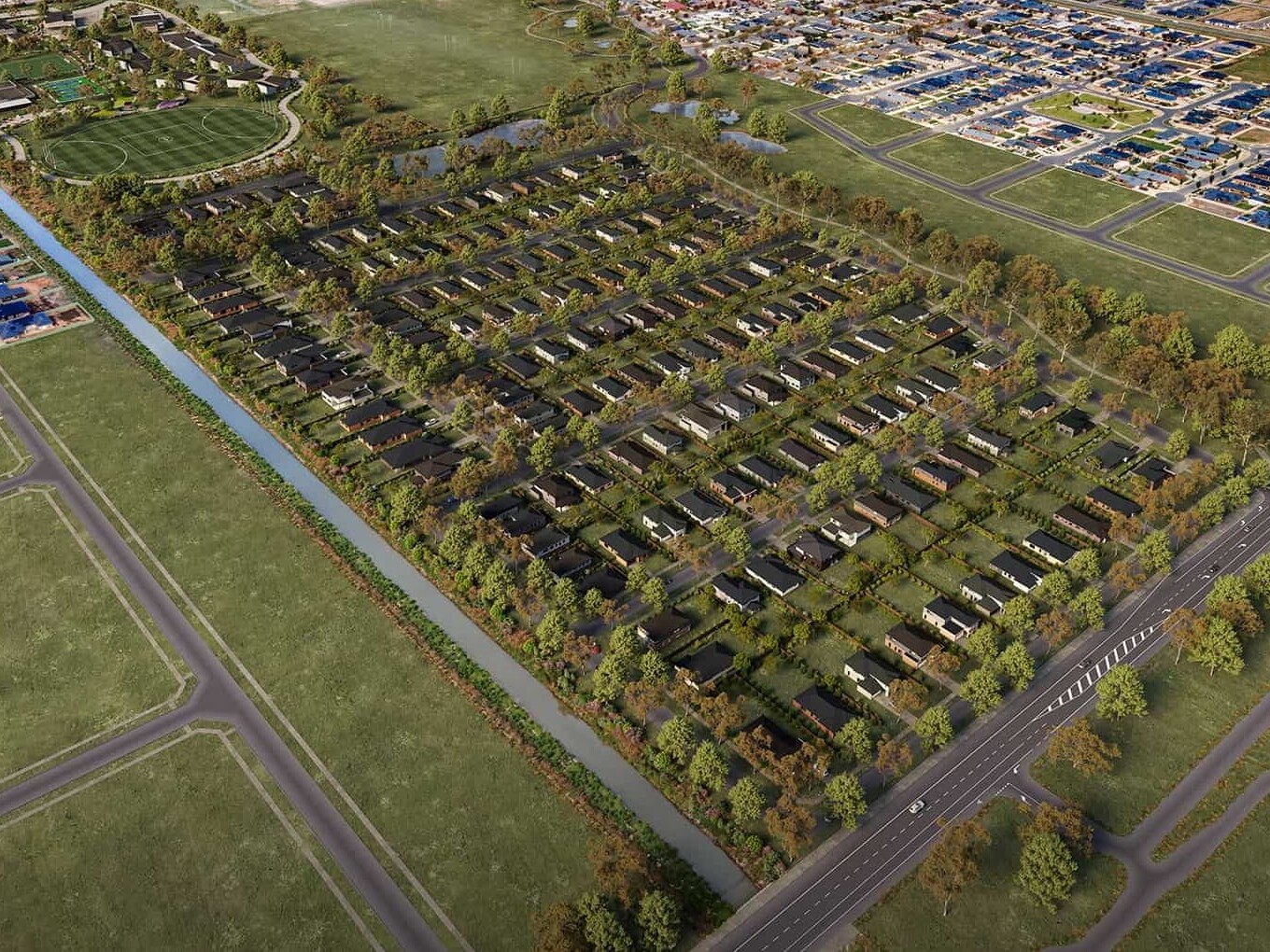 An aerial of a multi-stage development within Shepparton VIC
