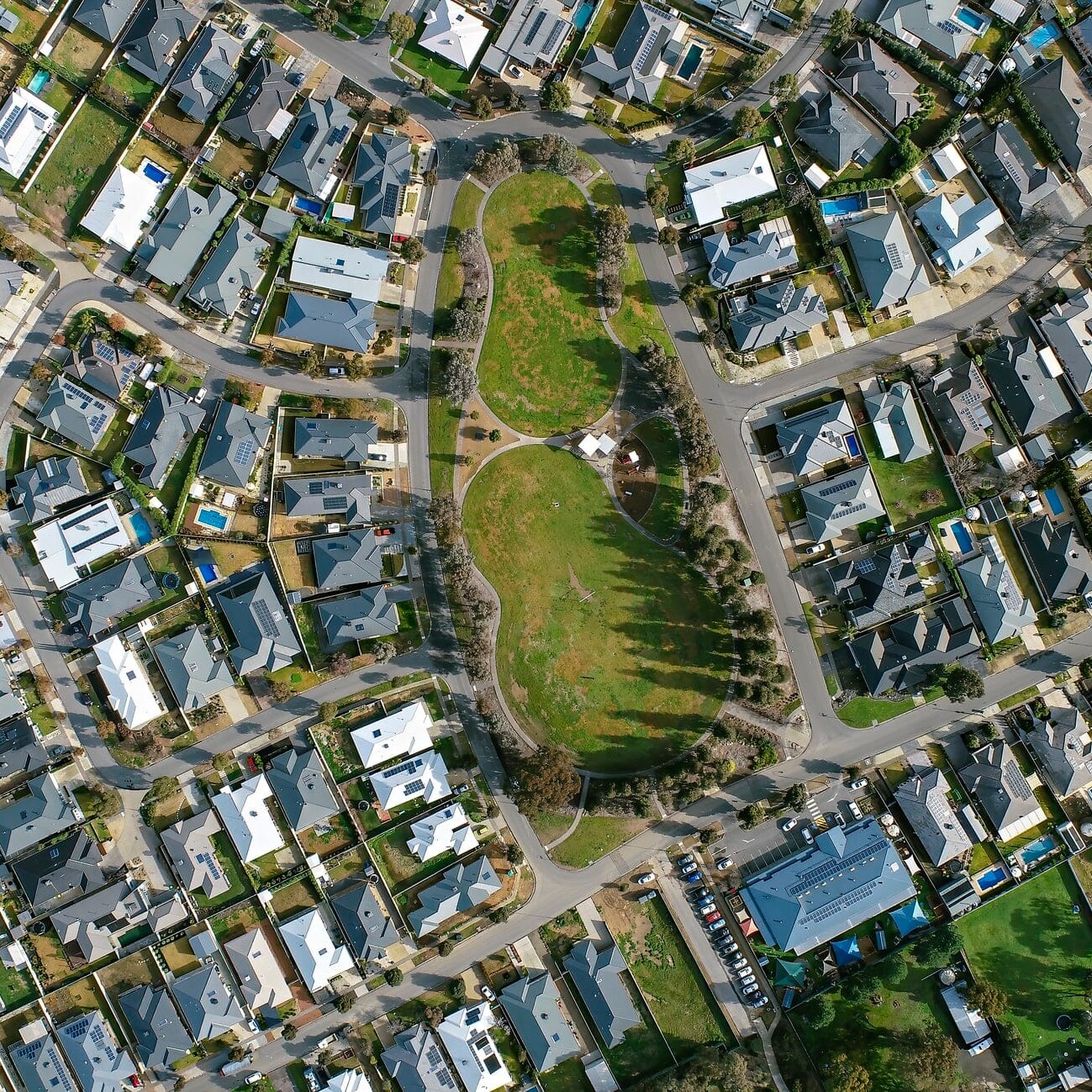 An aerial of a Residential Subdivision