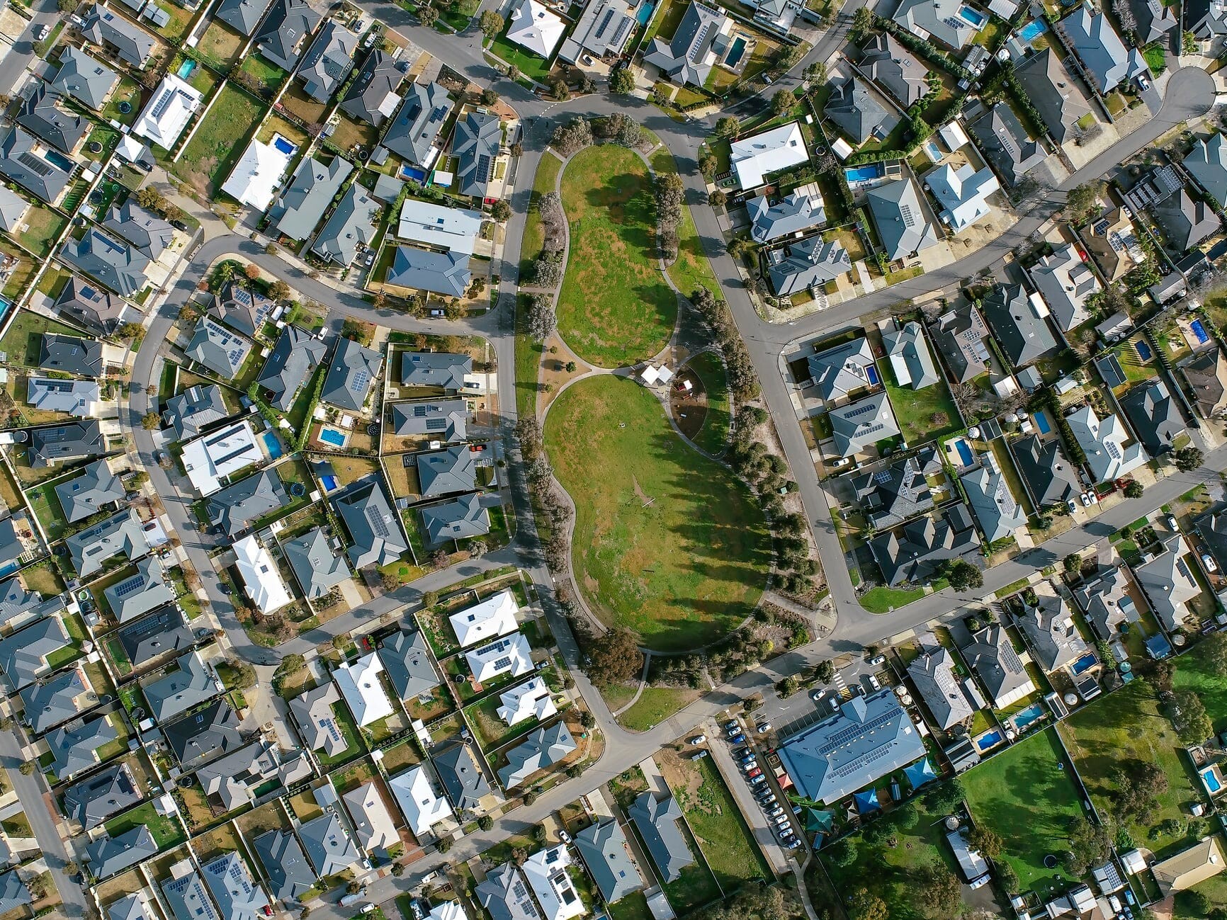An aerial of a Residential Subdivision