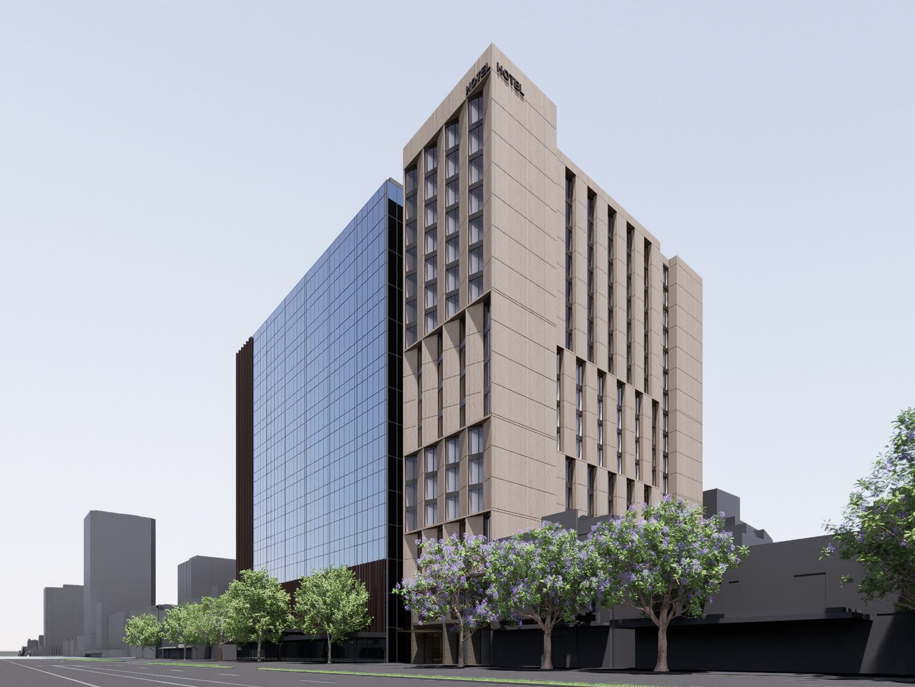 A render of an 18-storey development within Wakefield, SA