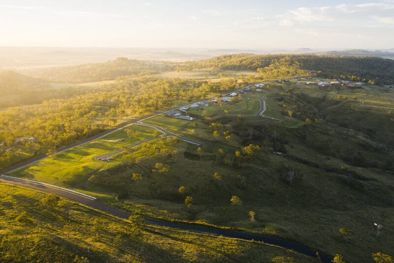 An Aerial of a Hillside Residential Development within Toowoomba, QLD