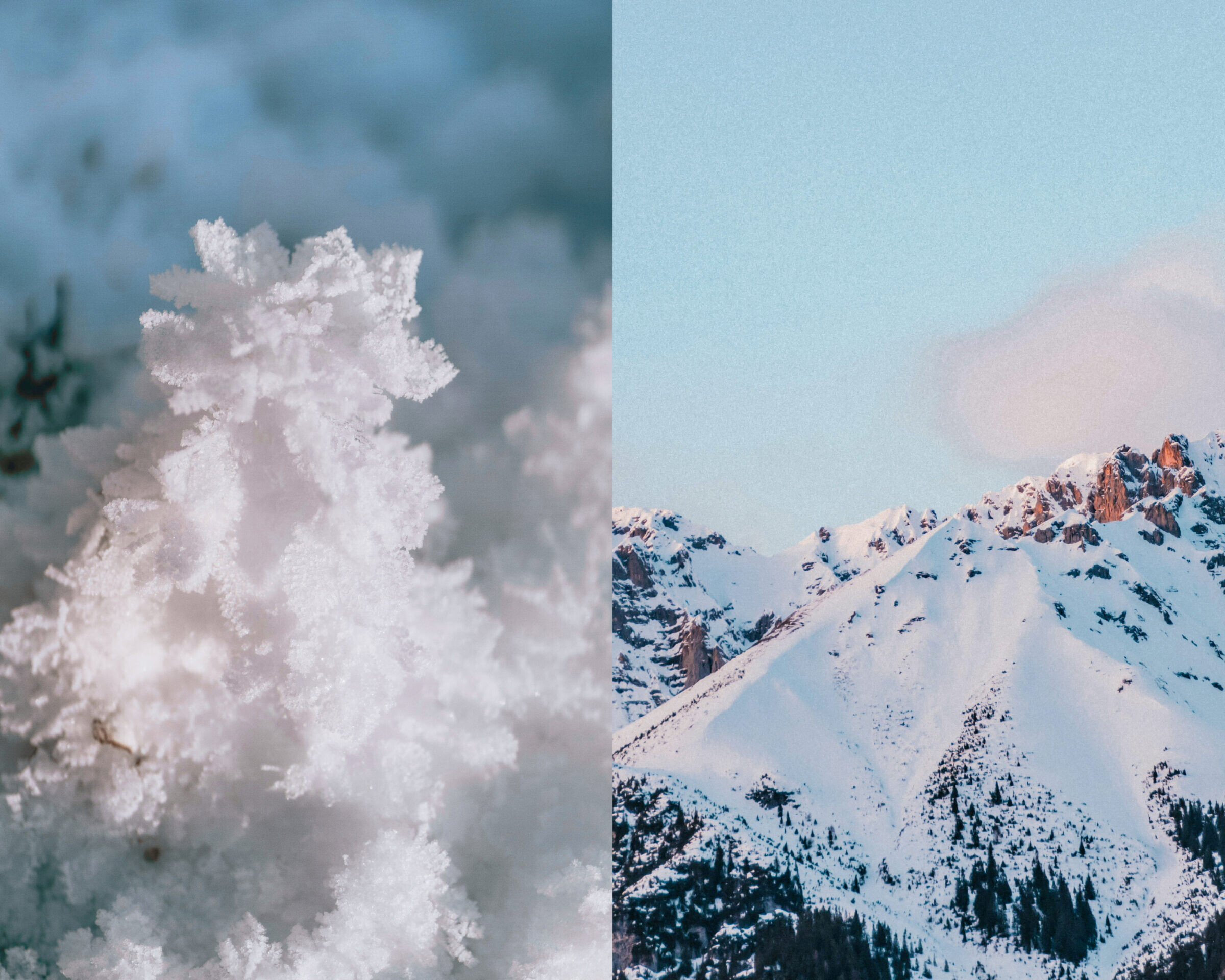 A contrast between a snow flake and a mountain summit