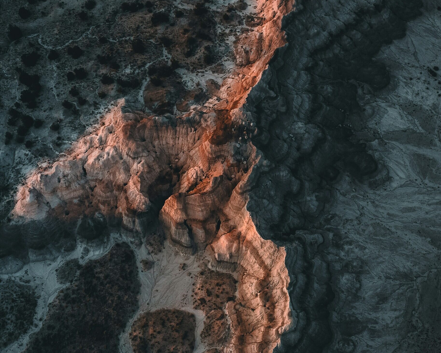A rocky landscape aerial
